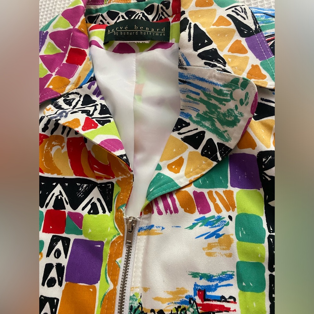 Vintage Harve Benard Blazer Tall 6 Full Zip Colorful Geometric All Over Print - Picture 3 of 8